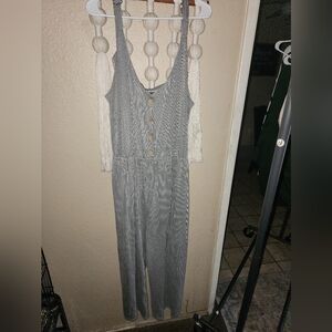 Striped Button-Down Jumpsuit